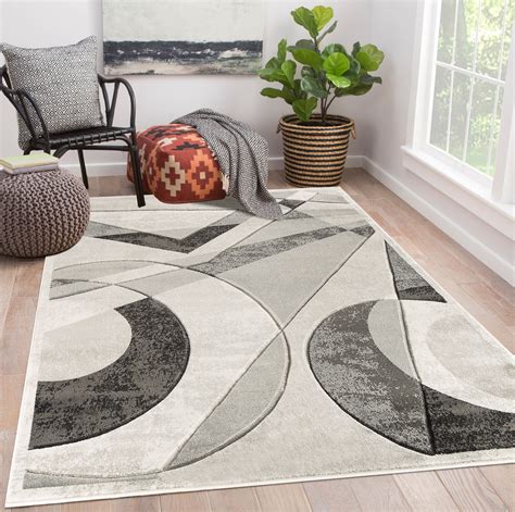 Modern Geometric Shapes Hand-Carved Soft Living Room Area Rug - Walmart ...