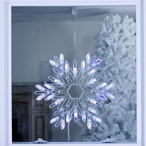 Northlight Hanging Snowflake Window Cling with White LED Lights in the ...