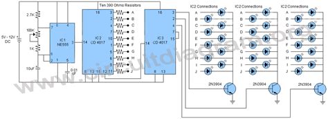 Easy 30 LED Chaser | Circuit Diagram