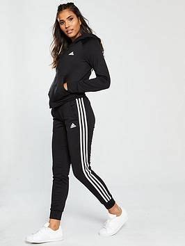 Adidas Badge Of Sport 3 Stripe Hooded Tracksuit - Black | Tracksuit ...