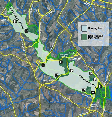 Overview map of all areas in Patuxent River State Park