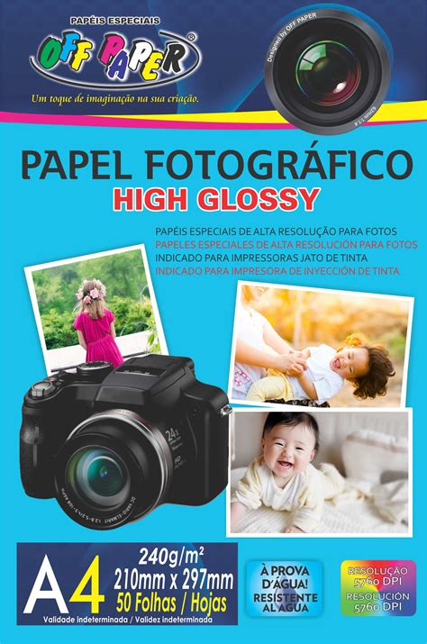 Papel Fotográfico High Glossy A4 - 50 Folhas - Off Paper - Papéis Especiais