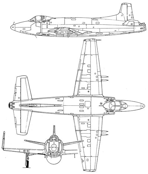 Supermarine Attacker Blueprint - Download free blueprint for 3D modeling