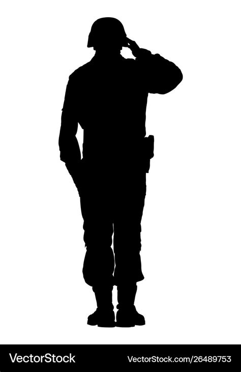 Saluting army soldiers silhouette isolated Vector Image