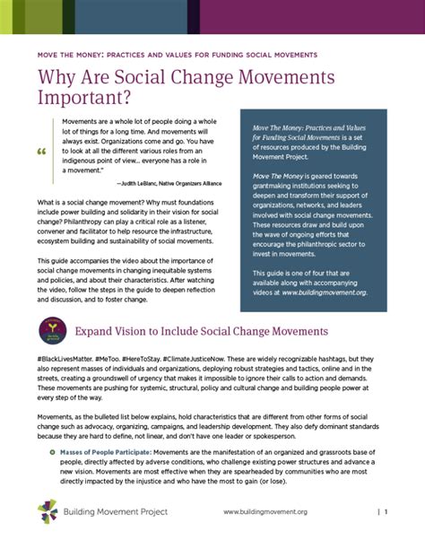 Move The Money: Why Are Social Change Movements Important? - Building ...