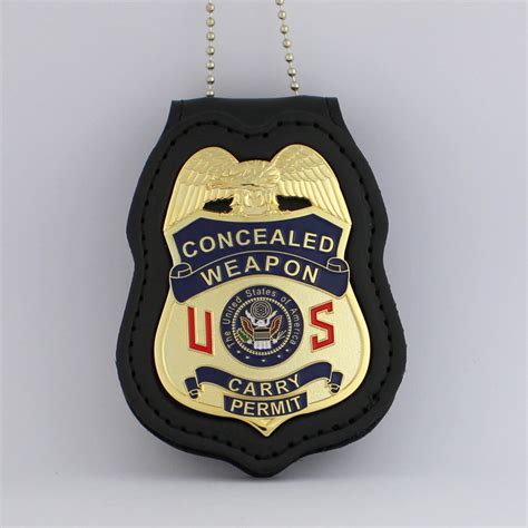 Concealed Carry permit Handgun License Metal Badge 2 1/4 inch & leather ...