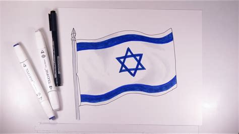 How To Draw The National Flag Of Israel Dibuja La Bandera De Israel ...