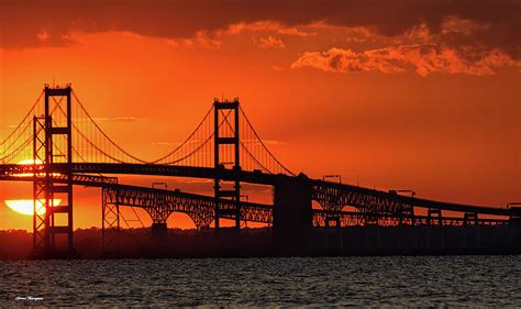 Chesapeake Bay Bridge Sunset 5 Photograph by Glenn Thompson - Pixels