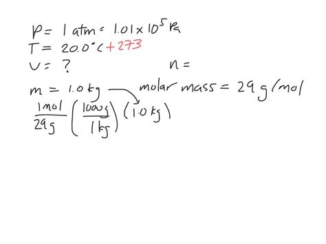 SOLVED: The average molar mass of the components of air (mainly ...