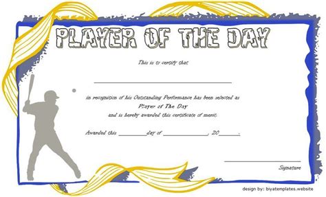 Cricket Player Of The Day Certificate Template Free; Sports Award ...