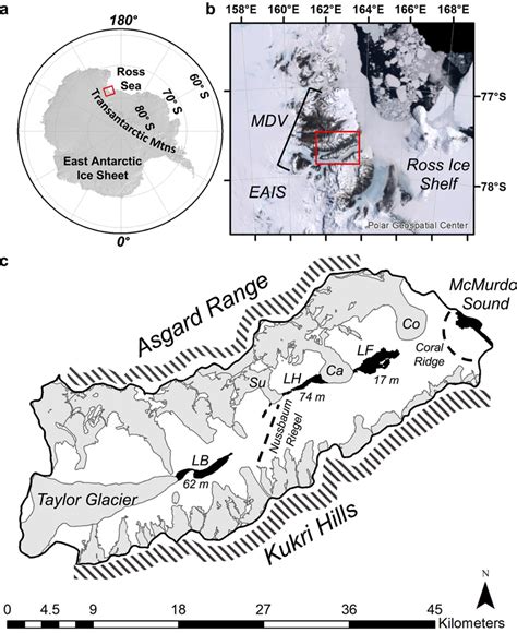 Map of the McMurdo Dry Valleys (MDV) in the Ross Sea region of ...