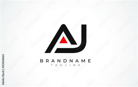 A J Logo. AJ Letter Logo Design with Black and Red Color. Stock Vector ...