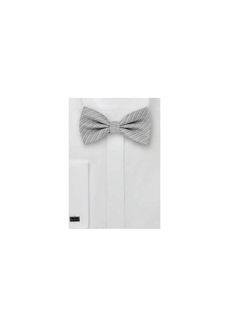 Formal Bow Tie and Pocket Square Set in Platinum Silver | Bows-N-Ties.com