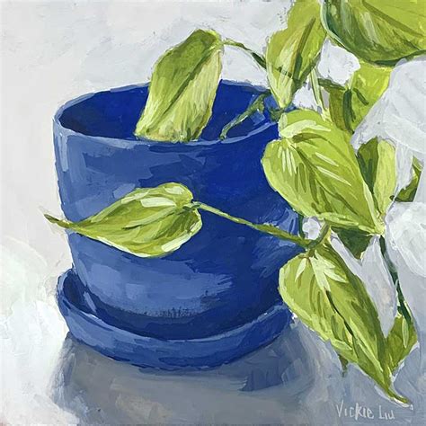 Devil's Ivy Plant - Still Life Painting - by Sydney Artist, Vickie Liu