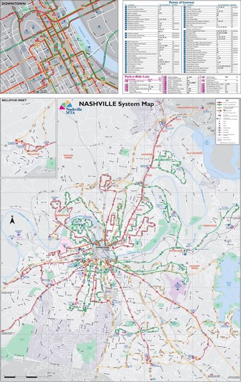 Nashville transport map | Bus system, Transport map, System map