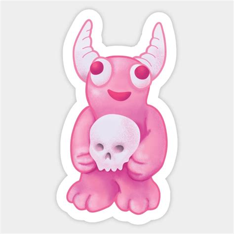 Pink Demon Skull Creepy Cute Horror Art - Cute Demon - Sticker | TeePublic