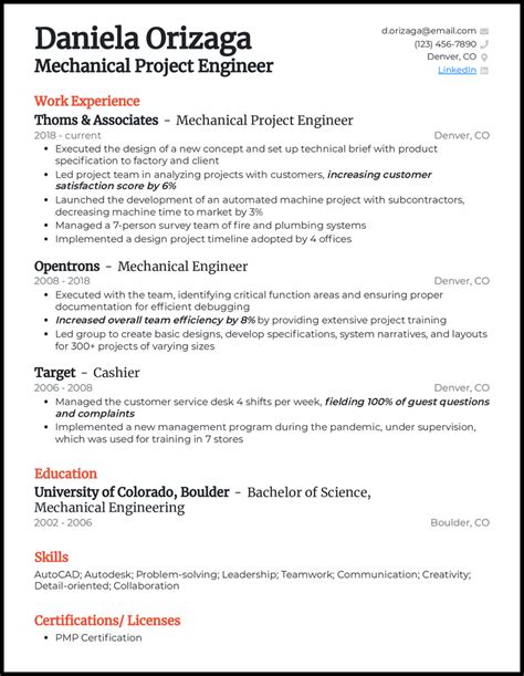 Resumes For Mechanical Engineer