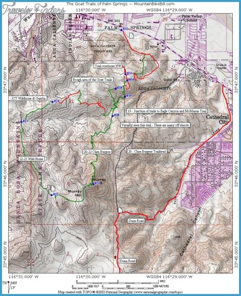 Palm Springs Hiking Trails Map - TravelsFinders.Com