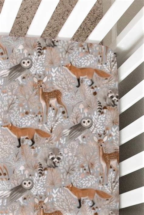 Crib Sheet Woodland Animals Baby Bedding Changing Pad Cover - Etsy