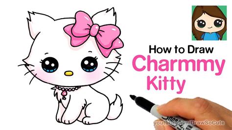 How to Draw a Cute Cat Easy | Sanrio Charmmy Kitty | Kitty drawing ...