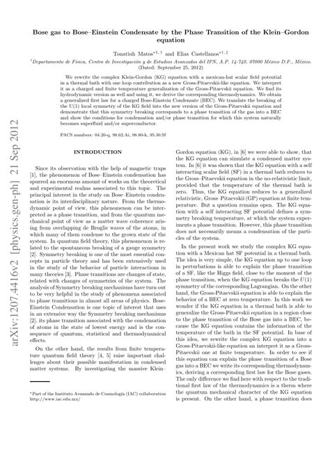 (PDF) Bose gas to Bose-Einstein Condensate by the Phase Transition of ...