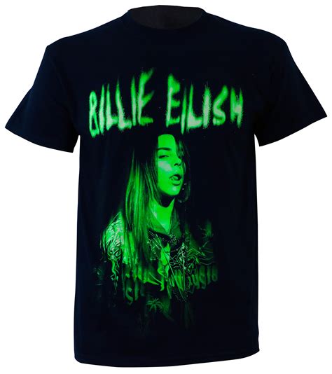 Billie Eilish Green Photo T-Shirt Black - Merch2rock Alternative Clothing