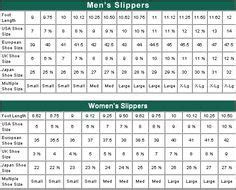 Women's Slipper Size Chart | Sizing Chart. | Loom knitting, Size chart ...