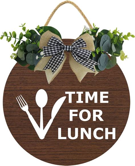 Eveokoki 11" Out For Lunch Sign For Office, Time For Lunch Wood Door ...