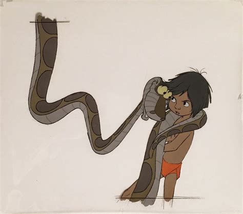 Animation production cel of Mowgli and Kaa from "The Jungle Book," 1967 ...