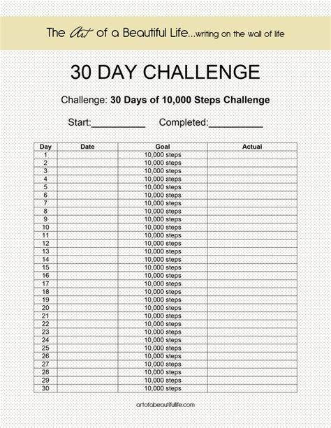 30 Day Challenge: 10,000 Steps a Day | The 10K Step Challenge - The Art ...