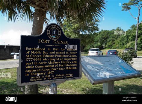 Information displays near the entrance to Fort Gaines, Dauphin Island ...