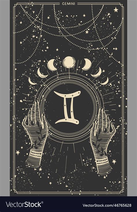 Aesthetic gemini zodiac card for stories Vector Image