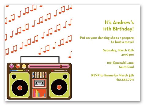 Boom Box invitation | Hip hop party, Personal cards, Box invitations