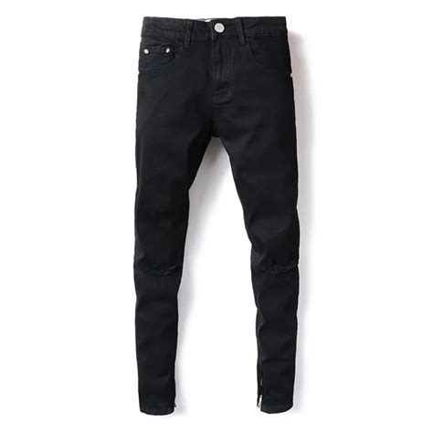 High Street Fashion Men Jeans Ankle Zipper Skinny Jeans Black Color ...