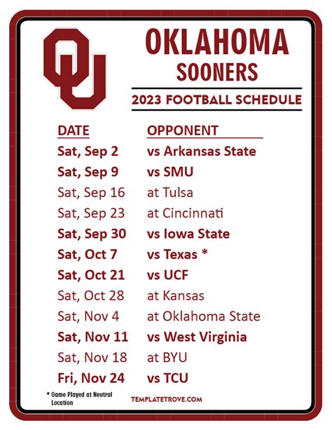 Ou Football 2024 Schedule: A Look Ahead to Next Season's Matchups ...