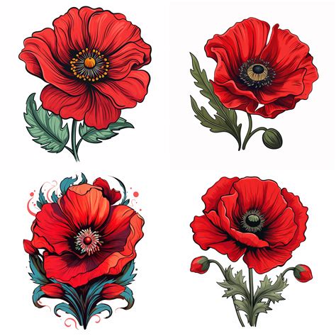 Red Poppy Tattoo - The Bridge Tattoo Designs