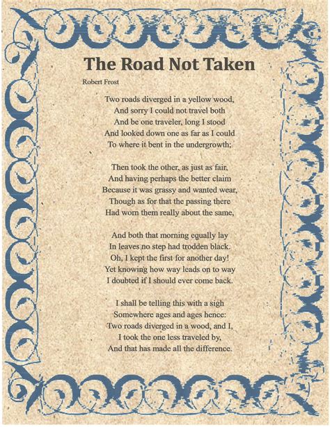 The Road Not Taken -by Robert Frost | The road not taken, Inspirational ...