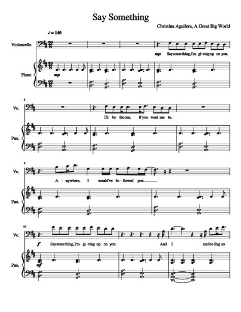 Say Something Sheet music for Piano, Cello (Solo) | Musescore.com