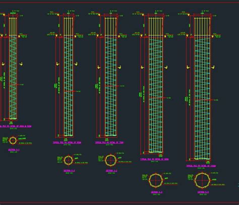 Pile reinforcement details and piling work notes - CAD Files, DWG files ...