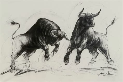 Bull Fight by artist Ananda Das – Image, Drawing | Mojarto