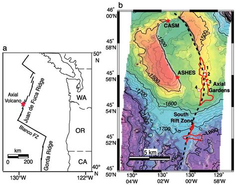 (a) Location map of the Juan de Fuca Ridge and Axial Volcano in the ...