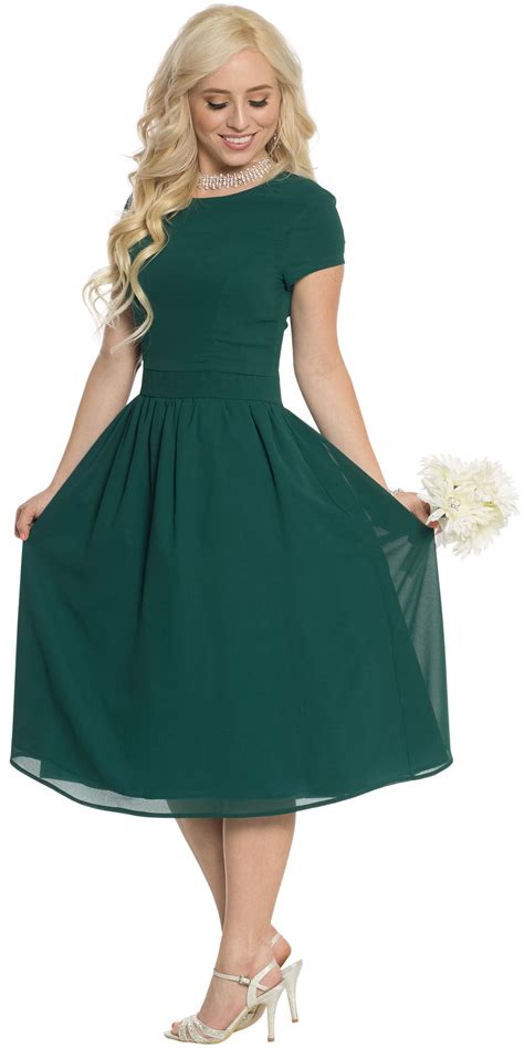 Lucy Modest Bridesmaid Dress, Christmas Dress - Dark Forest Green ...