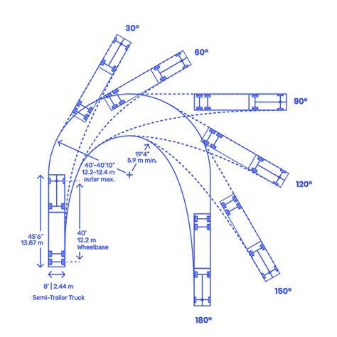 Semi-Trailer Truck - 40' WB Dimensions & Drawings | Dimensions.com