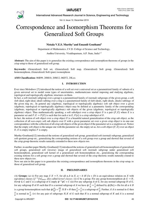 (PDF) Correspondence and Isomorphism Theorems for Generalized Soft Groups