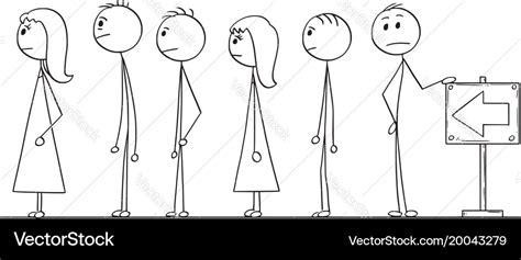 Cartoon of line people waiting in queue Royalty Free Vector