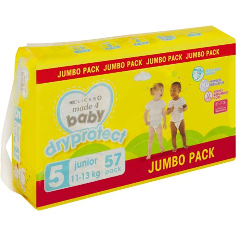 Clicks Dryprotect Jumbo Pack Baby Diapers Junior 57s - Clicks