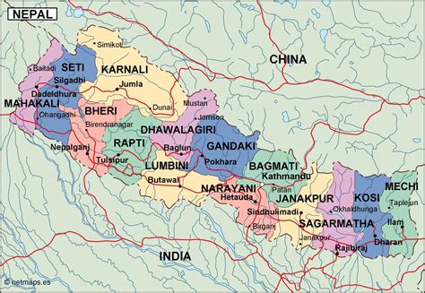 Physical Map Of Nepal