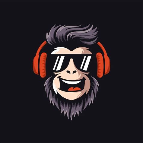 Cool monkey logo design vector illustrator | Premium Vector