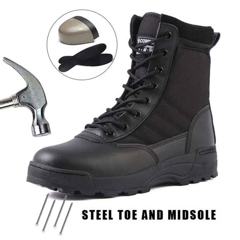 Combat Swat Steel Toe and Steel Midsole Safety Boots Army Military ...