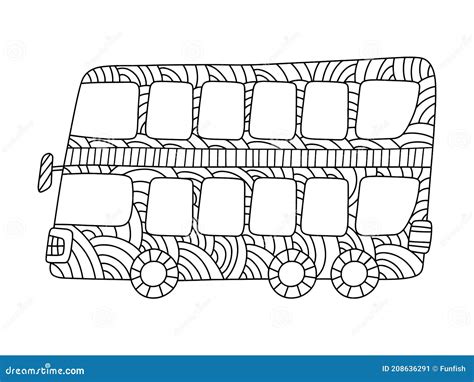 Double-decker Bus Coloring Page for Kids and Adults Stock Vector ...